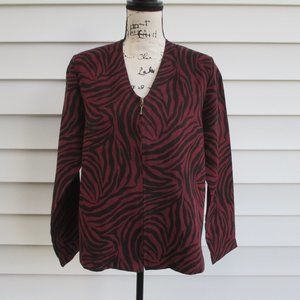 Cathy Daniels Size 8 Burgundy and Black Polyester/Suede Jacket